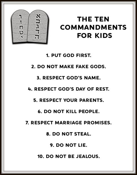 Exodus 20:8a - HCSB Honor your father and your mother. . Ten commandments printable pdf